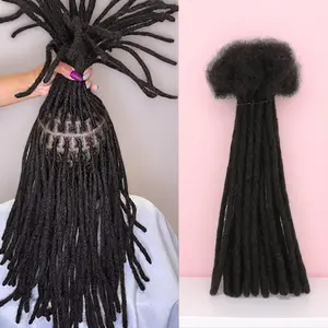 Handmade Real Human Hair Dreadlock Extensions | Permanent Loc Extensions for Men Women Basic Style | Dyeable & Bleachable 0.4-0.6cm Width 4-12 Inches | for Loc Repair Add Length Thickness Loc Journey