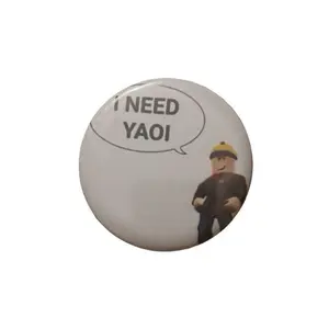 Funny Block Character Yaoi Lover Pin - I Need Yaoi Design for Fans
