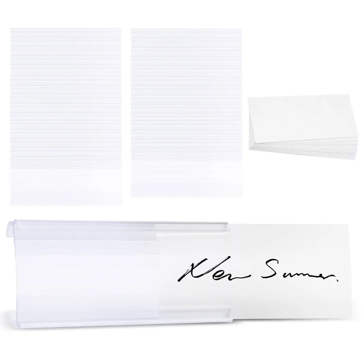 Wire Shelf Label Holders, 30 Pack Plastic Wire Shelf Label Clips with Label Paper Removable Wire Rack Label Holder