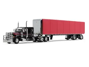 Peterbilt Model 379 w/ 63" Flat Top Sleeper & 53' Utility Roll Tarp Trailer Diecast 1:64 Scale Model - DCP 60-1612