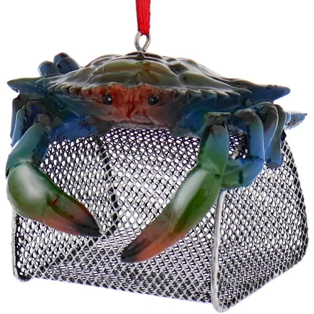 Blue Crab with Wire Cage Ornament