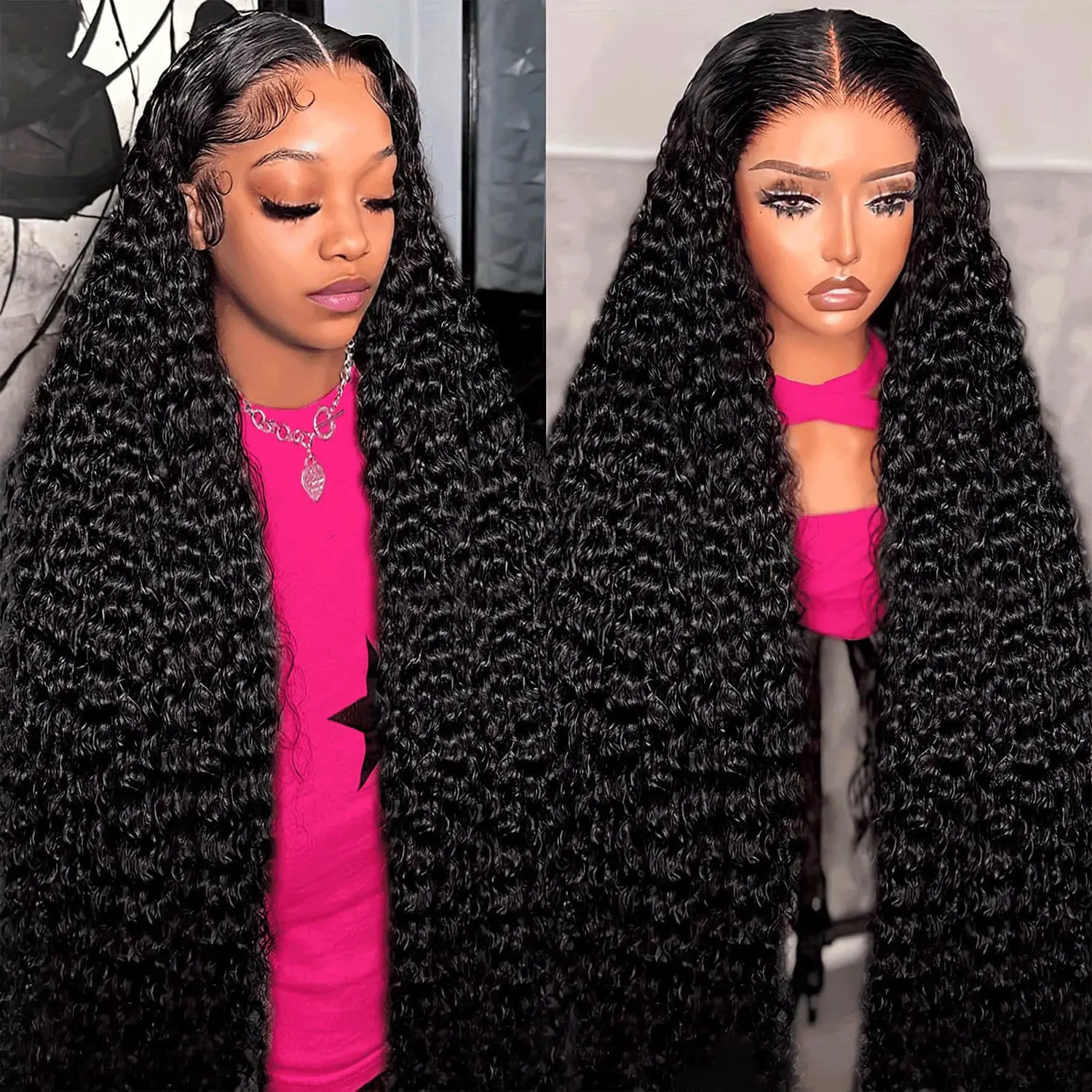 [30''  $79.9] Imani 36 Inch 13x6 Deep Wave Lace Frontal Human Hair Wigs 200% Density Lace Front Wigs Pre Plucked Free Part For Black Women Daily Use #Summervibes #summertime