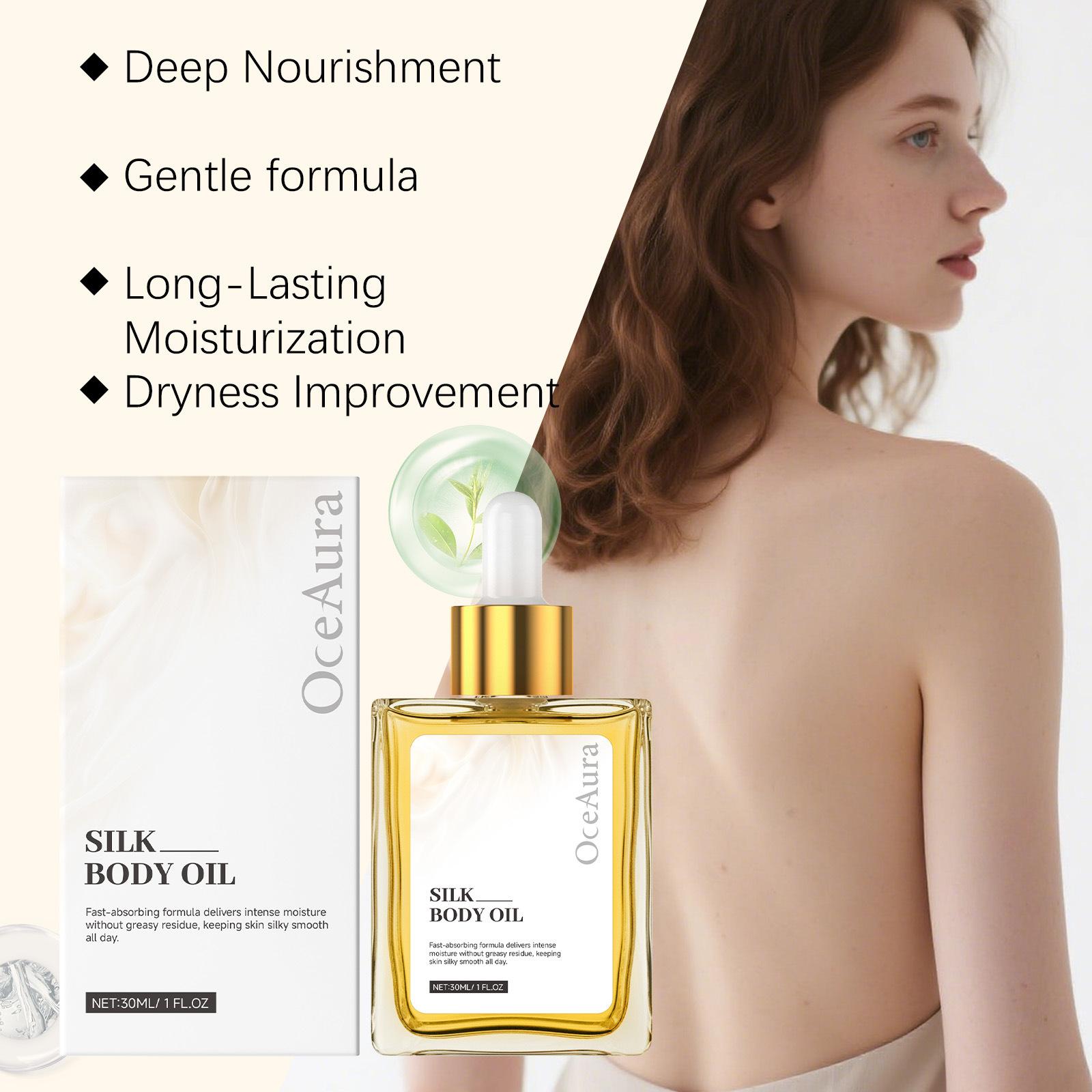 Silky Body Oil, Silky Smooth Skin Texture, Lightweight & Non-Greasy, Fast Absorbing, Hydrating & Nourishing, Leaves Skin Soft, Radiant & Supple, Daily Moisturizing Body Essence