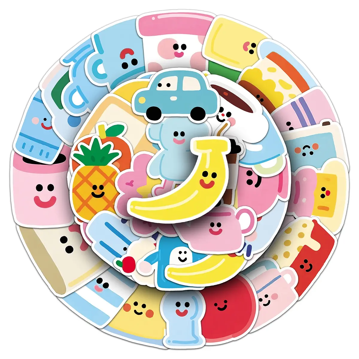 100pcs two sets of repetition dopamine simple doodle cartoon creative stickers diy glass tabletop notebook stickers