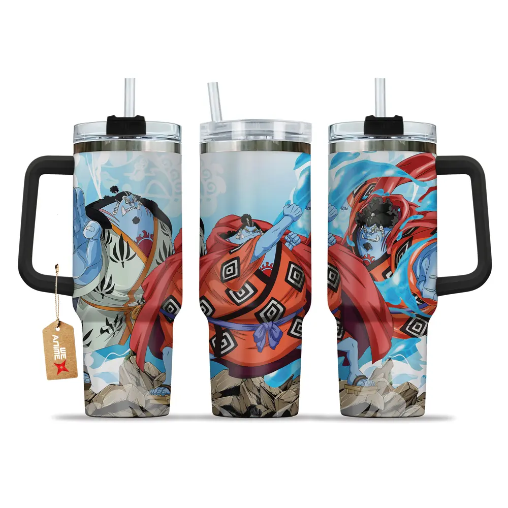 STORMMECH2 - 40oz Jinbei Insulated Portable Beverage Flask - Double-Wall Vacuum Stainless Steel, Cartoon Design, Washable Leakproof Straw Lid with Black Cap & Handle, 12H Hot/24H Cold Retention, Valentine Gift Drinkware, Flasks