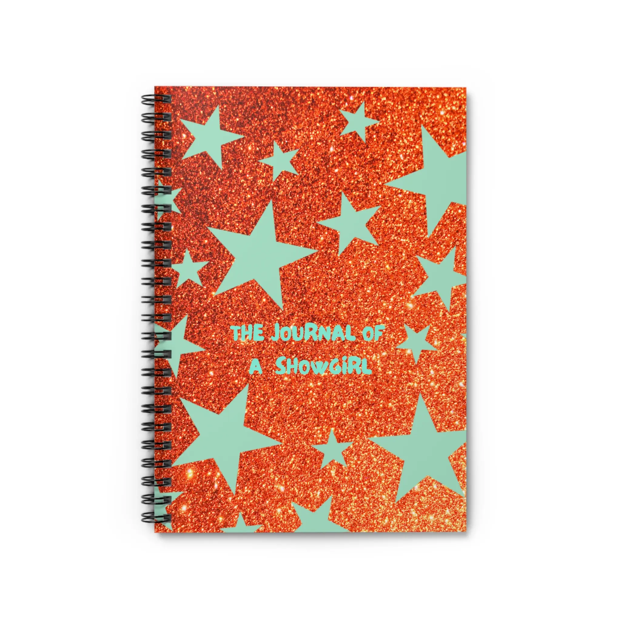 Orange Glitter Notebook with Stars | Sparkly Showgirl Diary | Glam Journal Gift 6x8 inch