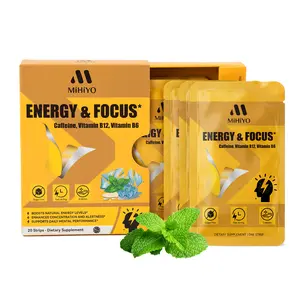 Mihiyo Energy & Focus Strips - Caffeine + B12 Rapid Boost - 0.08mm Instant Melt - Sugar-Free Peppermint (20ct)