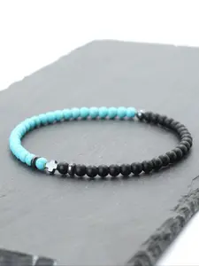 Men's Cross Charm Decor Beaded Bracelet, Fashionable Jewelry for Party, Daily Clothing Decor, Trendy All-match & Exquisite Jewelry for Birthday Gift