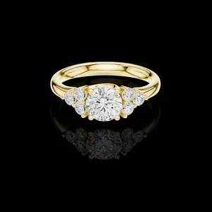 1.50 CT Eye-Catching Elegant Sparkle Cluster Stunning Round Cut Lab Diamond Gold Ring