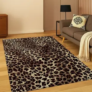 Leopard Print Flannel Area Rug - Soft Plush Animal Print Mat for Living Room & Bedroom, Non-Slip Modern Home Decor, Decorative Rug #LeopardPrintRug #AnimalPrintCarpet #ModernHomeDecor #FlannelMat #NonSlipRug