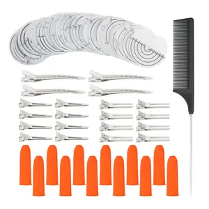 150 count Heat Shield Guards for Hair Extensions with 20 Hair Clips, 12 Finger Protector and 1 Comb, PVC Fusion Glue Protector with Graduations