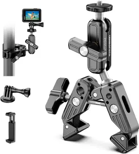 Super Clamp Camera Mount, 360 Dual Ballhead Magic Arm, 1/4"-20 & 3/8"-16 Threads, Super Clamp Kit for Phone/LED Lights/DSLR Camera//Ronin-M/MOVI/Insta360/Tripod/Desk
