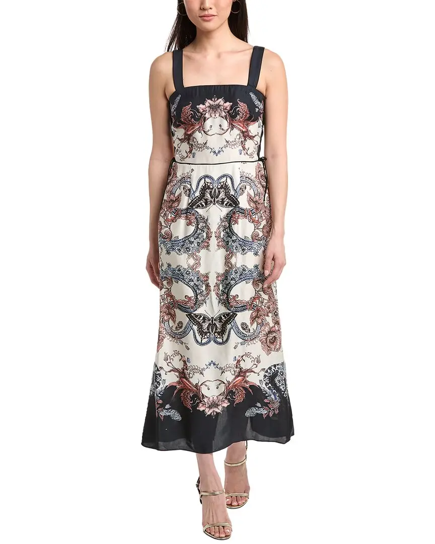 Marchesa Notte Twill Square Neck Sleeveless Dress