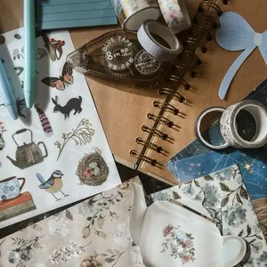 Mystery Scrapbook and Journaling Bundle with Floral Paper, Washi Tape, and Decorative Elements for Creative Projects