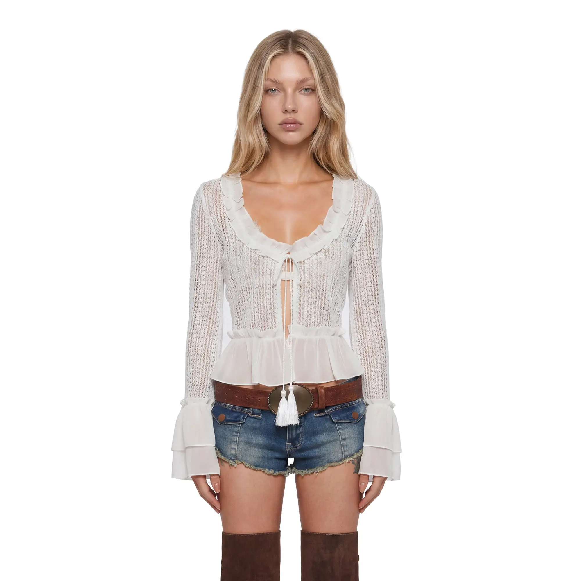 Jane Delicate Tie Front  Sweater