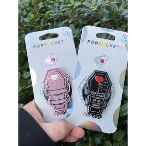 Black and Pink Coffin kindle Grip, Halloween magsafe Popsocket Series [Gift Ring Magnet] , Grip for iPhone MagSafe Cases Book Kindle Grip Cute