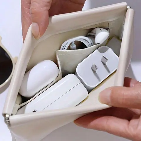 Data Line Storage Bag, Automatic Closure Earphone Pouch, Portable Power Charger Case, Travel Cable Organizer, Headphones Storage Bag, Small Travel Essentials