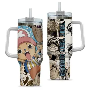 [MADE IN US] Tony Tony Chopper 40oz Tumbler with Handle and Straw, Stainless Steel Vacuum Insulated Cup, OP Chopper Design, Anime Merch, Anime Tumbler