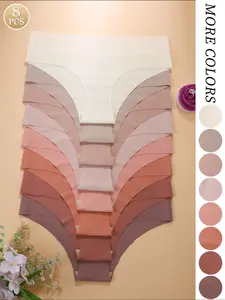 Women's Seamless No Show Underwear Set, Soft Comfy Panties, Breathable Thin Fabric, Fitted Casual Design, Plain Pattern, All-Season Comfort Apparel, Soft Fit Panty