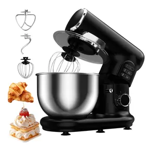 Stand Mixer, 6 Speed 5.3 Quart Tilt-Head Kitchen Electric Food Mixer with Beater, Dough Hook, Wire Whip, Black
