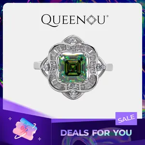 【750】Valentine's Flash Elegance 2 Carat Green Synthetic Moissanite Ring
