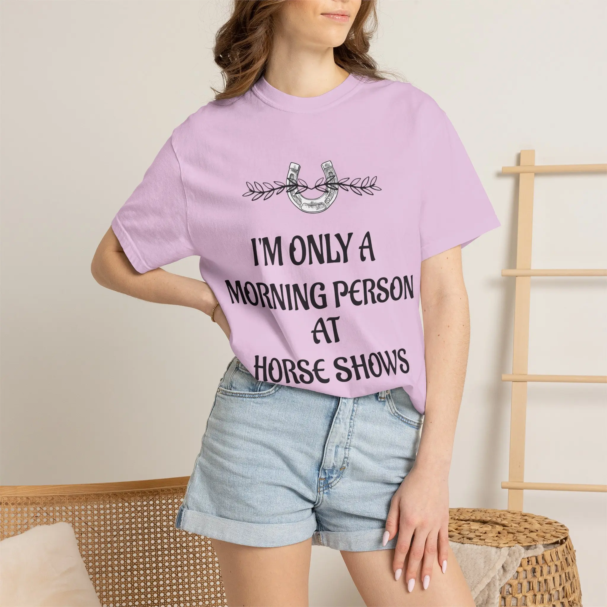Morning Person at Horse Shows T-shirt | Horseshoe Graphic, Equestrian Shirt