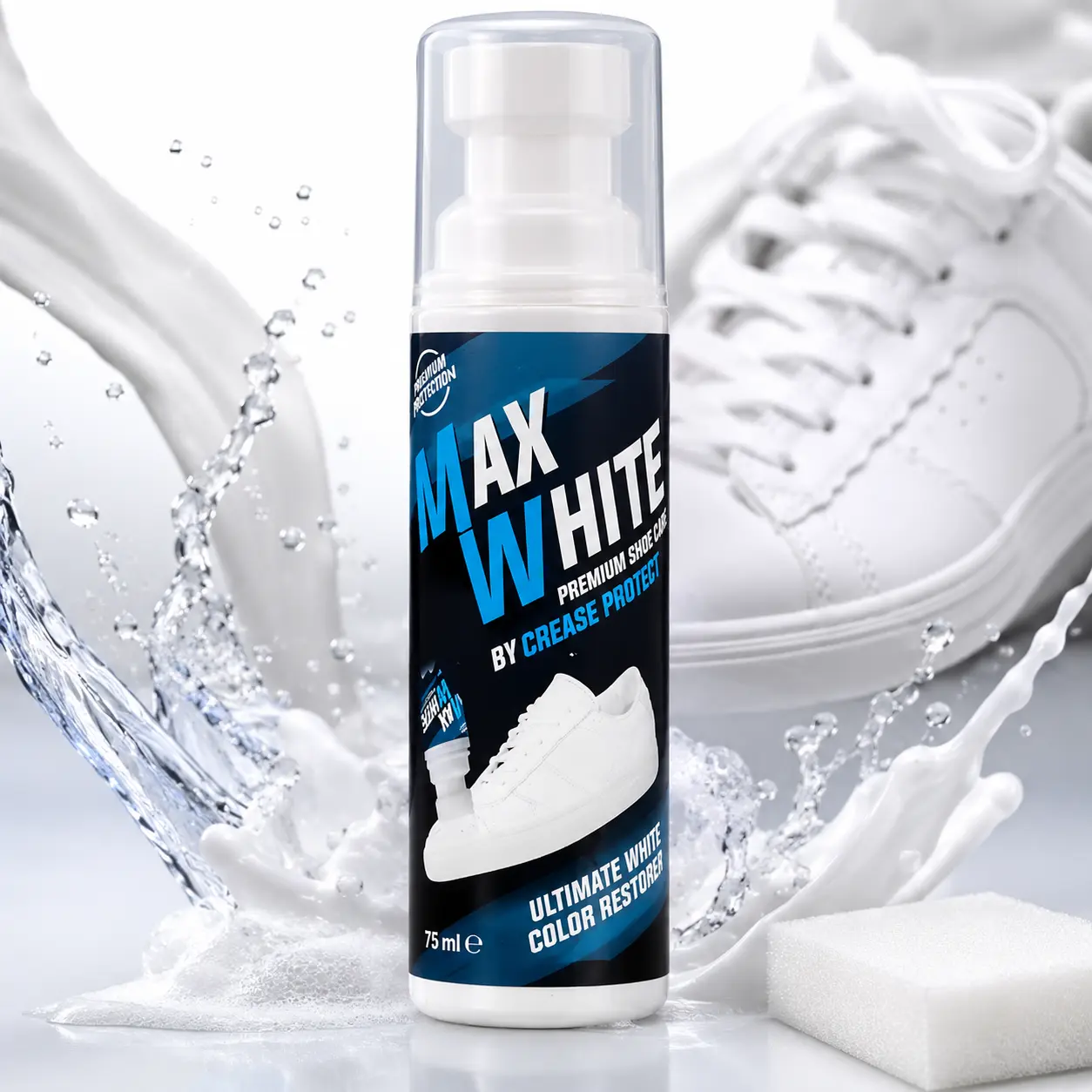 Max White Shoe Whitener | Instant Colour Restorer for Leather, Canvas and Trainers | Restores Original Color | Water-Resistant and Long-Lasting