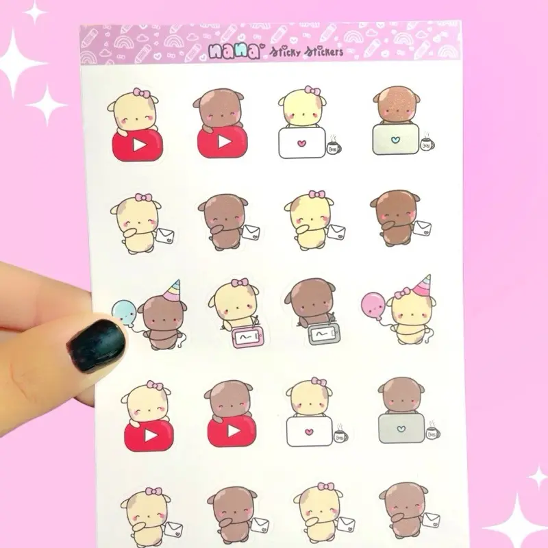 Adorable Puppy Stickers - Cute Cartoon Characters for Journaling and Scrapbooking - Perfect for DIY Projects and Personalization
