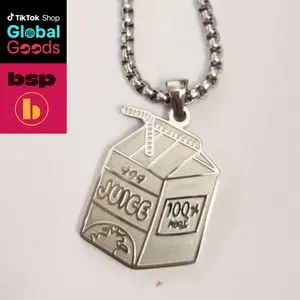 Juice box pendant Necklace,Stainless Steel hiphopNecklace,Hoodie Accessories Fashion Jewelry forcouples,New year gift
