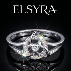 S925 Sterling Silver Celtic Knot Ring For Women Triquetra Trinity Celtic Rings Sterling Silver Infinity Eternity Cubic Zirconia Vintage Engagement Celtic Jewelry,High Polish Tarnish Resistant Eternity Wedding Band Stackable Ring for Women Gift for Her