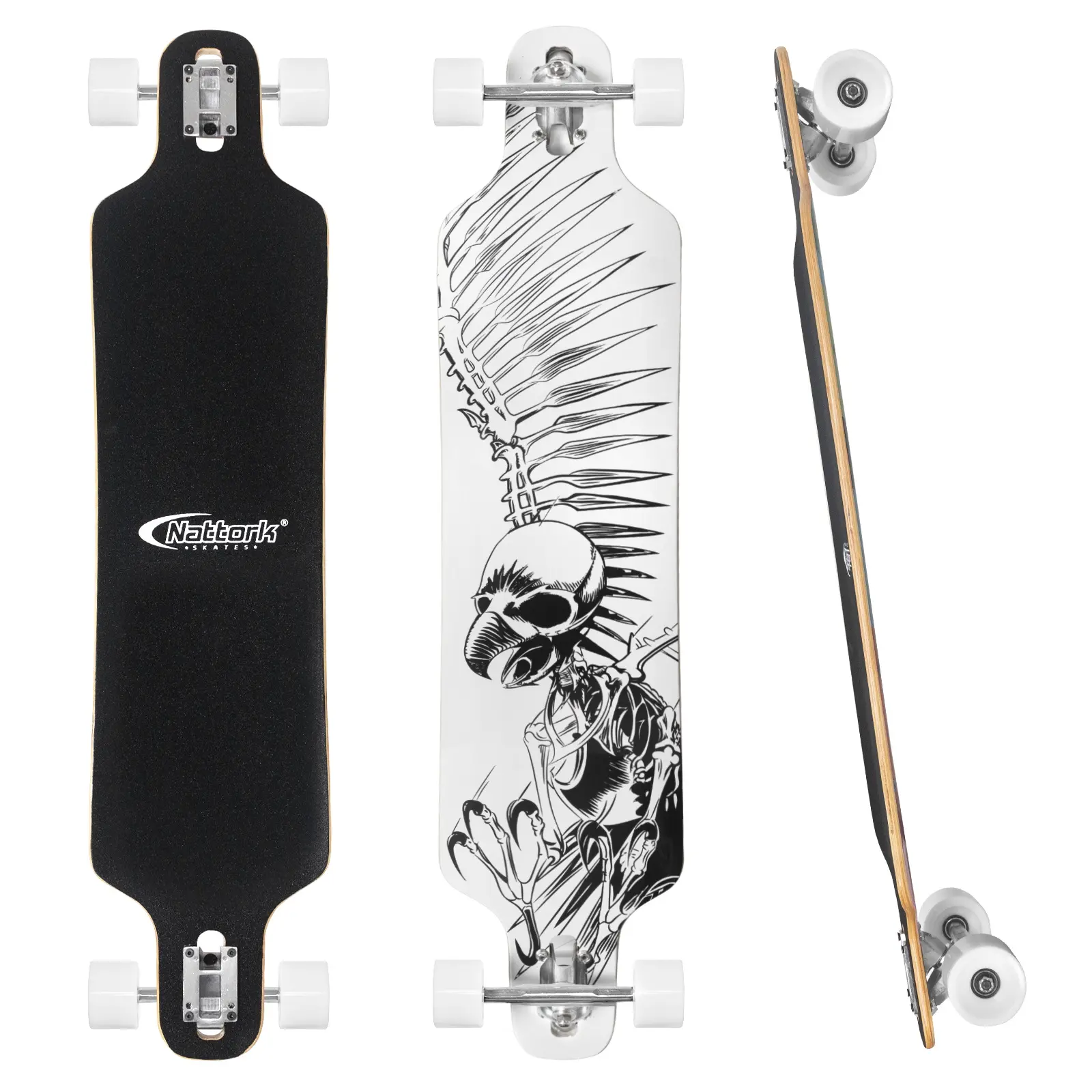 Nattork Longboard Skateboard, Symmetrical Drop-Through Cruiser for Adults, 8-Ply Canadian Maple Complete Board with ABEC-11 Bearings, Supports 330lbs, Responsive Control