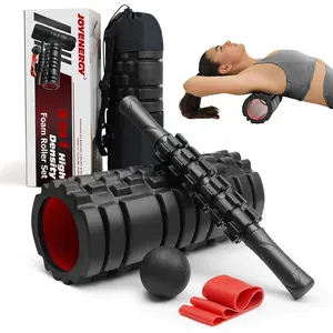 JOYENERGY 5 in 1 Foam Roller Set High Density Foam Roller Patented, Massage Stick, Massage Ball, Resistance Band for Deep Muscle Massage Pilates Yoga, Fitness for Trigger Point Release