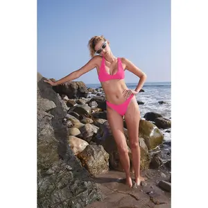 Pacsun Women's Magenta Ellie Scrunch Bralette Bikini Top