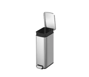 Better Homes & Gardens Kitchen Trash Can, 7.9 Gallon Stainless Steel Slim Step Garbage Bin with Soft Close Lid, Silver