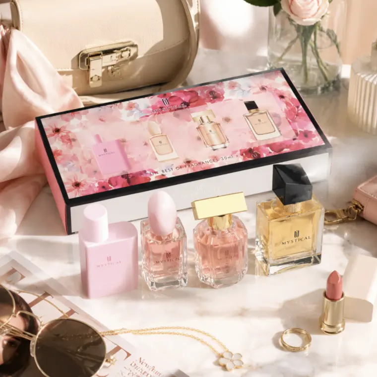 MYSTICAL 4-piece Women's Perfume Gift Set, 30ml×4. A niche fresh floral fruity long-lasting light perfume kit, an ideal gift for girlfriends and female best friends. Specially crafted for women with romantic rose scents, presented in a luxurious perfume