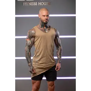 Reckless Sand - Men's Athleisure Tank Top | Hourglass Fit, 100% Cotton, Asymmetrical Hem