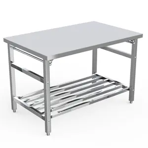 New Upgraded Utility Tables Heavy-Duty Stainless Steel Work Table 48 x 30 Inches with Adjustable Undershelf, NSF Certified Kitchen Island for Commercial and Home Use