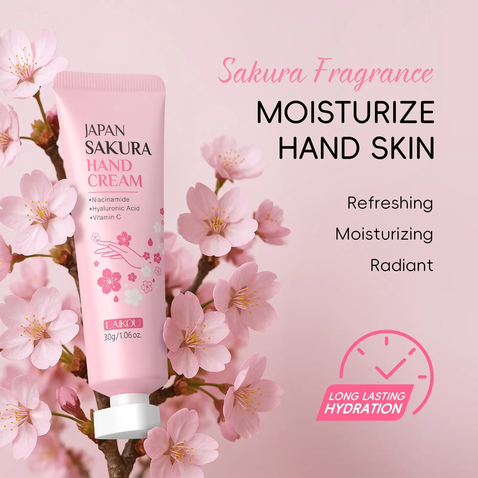 Japanese Cherry Blossom Hand Cream 30g, Hand Skin Care, Scented Lotion Cream, Deep Hydrating Moisturizing & Nourishing, Quick Absorption Non-Greasy, Soften Rough Skin, Portable Outdoor Hiking Essential, Moisturize, Hydrate, Moisturizer