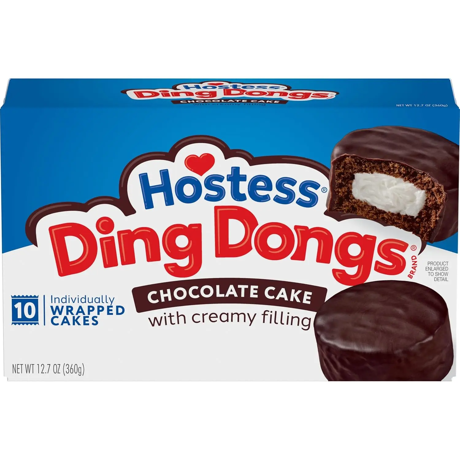 Hostess Ding Dongs Chocolate Snack Cakes – Individually Wrapped Chocolate Cake with Cream Filling, Family Pack, 10 Count, 12.7 oz, hocolate Snack Cakes, Cream Filled Cake, Chocolate Cake Snacks, Individually Wrapped Snacks, Lunch Box Snacks