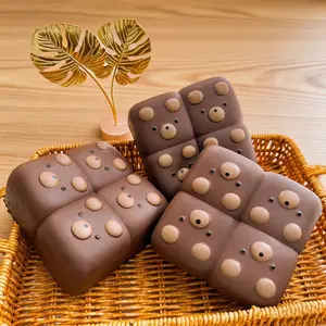 Simulation Four Bear Chocolate Squishy Toy PU Slow Rise Stress Relief Fidget Toy ASMR Sensory Squeeze Kawaii Cute Desk Decor Home Office Party Gift Viral TikTok Kids Adults Anxiety Decompression Cute Collectible Squishy Snack High Elastic Toy Gift Idea