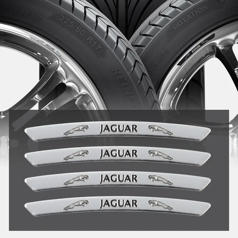 4Pcs Aluminum Logo Car Wheel Rim Hub Sticker Car Decoration For Jaguar F-Pace F-Type XF XJ XE I-Pace E-Pace XEL XFL S-Type XFR XKR X-Type