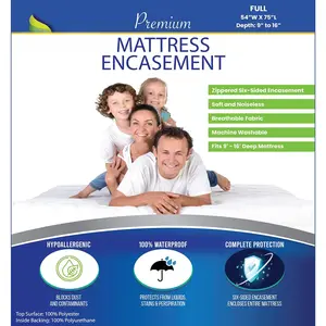 Full Size Mattress Protector   Zippered Cover   Encasement White