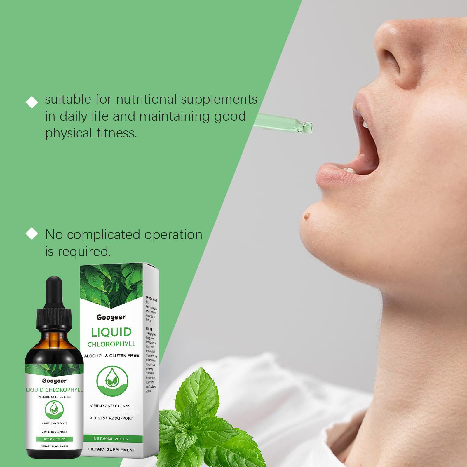 Googeer Liquid Chlorophyll Drops Healthcare Supplement - Natural Deodorant and Detox - Gut Support Healthcare Live