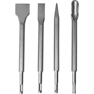 4Pcs SDS-Plus Chisel Set - Pointed tip, 20 & 40 mm Flat Blades & 21 mm Scaling Chisel - Carbide Bit Set for Concrete Brick Masonry, with Case