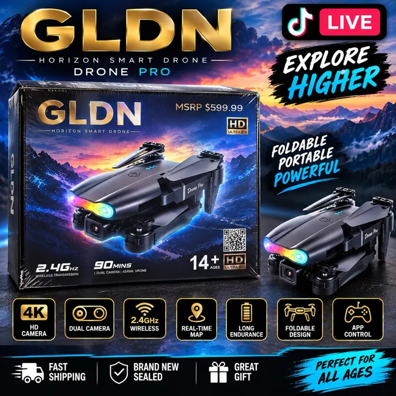 $599.99 GLDN Horizon Smart Drone Pro 4K HD Camera 2.4G Wireless Foldable Portable Powerful Drone for All Ages