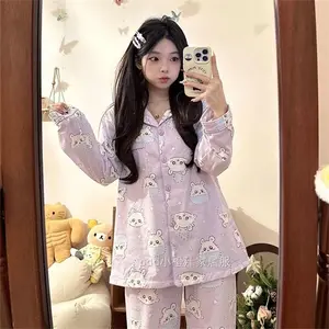 Momonga Chiikawa 2025 New Style Pajamas Women's Model Spring and Autumn Long Sleeves Trousers Student Kawaii Anime Christmas