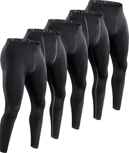 5 Pack Men's Compression Pants for Workout, Running,Basketball,Football- Baselayer Leggings