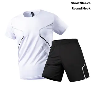 2 PCS Men's Quick-Dry Sports Outfits - Short-sleeved tops with breathable, moisture-wicking and sweat-absorbing properties, in a loose fit, suitable for gyms, casual running and basketball training | Lightweight polyester fabric, round neck design