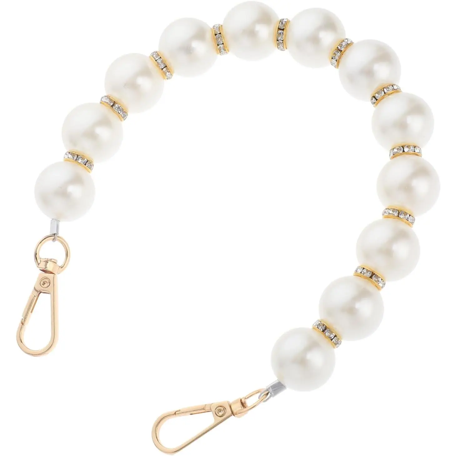 Bag Charm, Elegant Bead  Handle Strap Chain Imitation  Purse Charms Chain with Golden Swivel Clasps Short  Bag Chains Accessories for Women DIY Handbags Purse Clutch