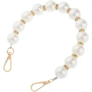 Bag Charm, Elegant Bead  Handle Strap Chain Imitation  Purse Charms Chain with Golden Swivel Clasps Short  Bag Chains Accessories for Women DIY Handbags Purse Clutch